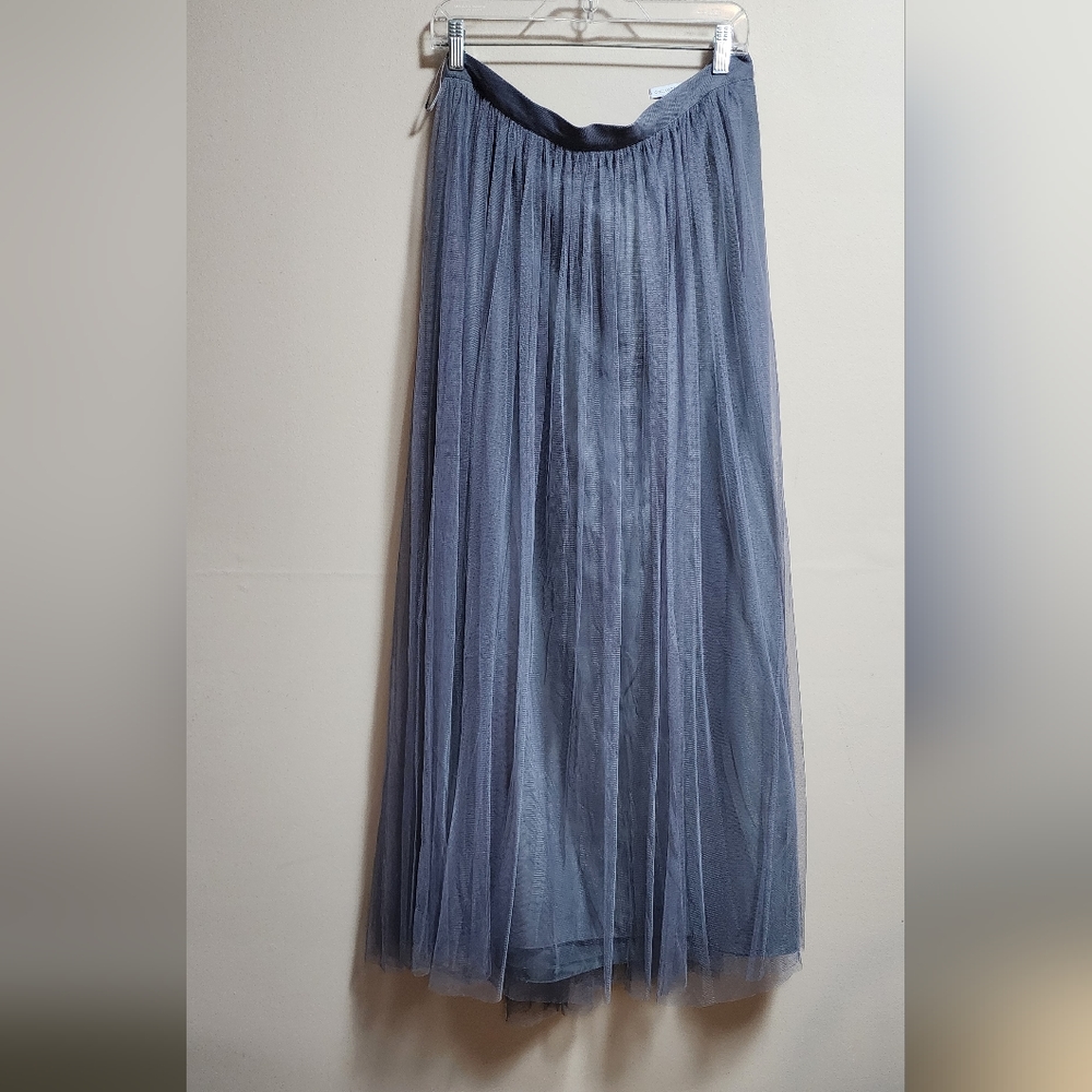 Jenny Yoo collection maxi tulle  skirt color light grey size 14